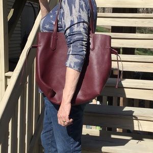 Banana Republic Leather Unstructured Tote Red